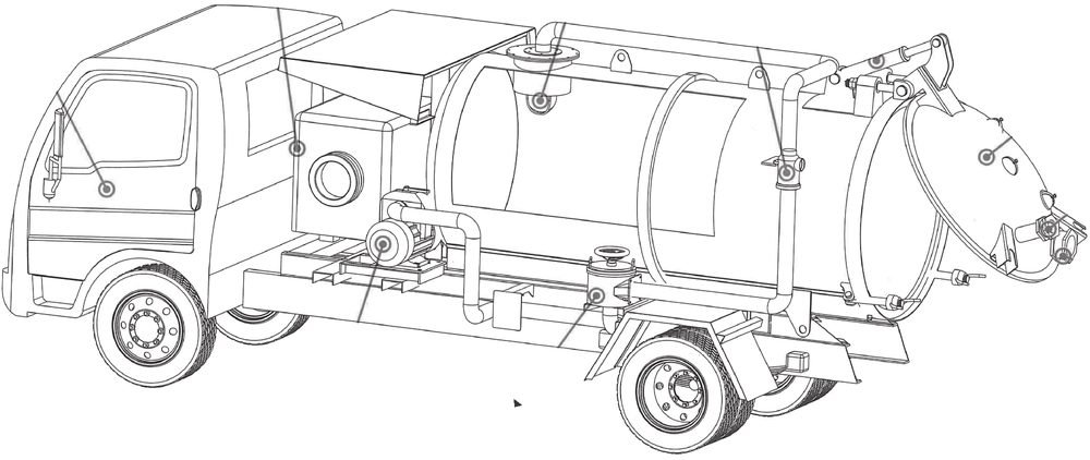 Vacuum Sewer Truck technical specification drawing