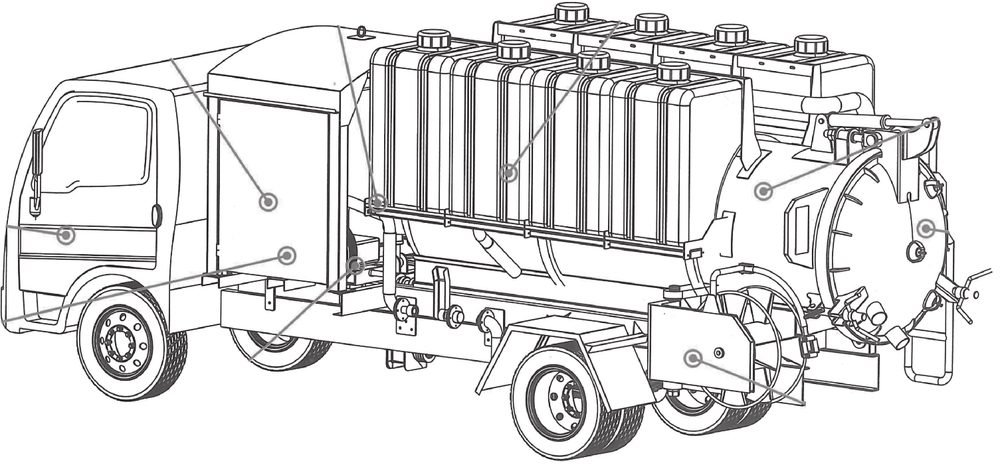 Sewer Jetting Truck technical specification drawing