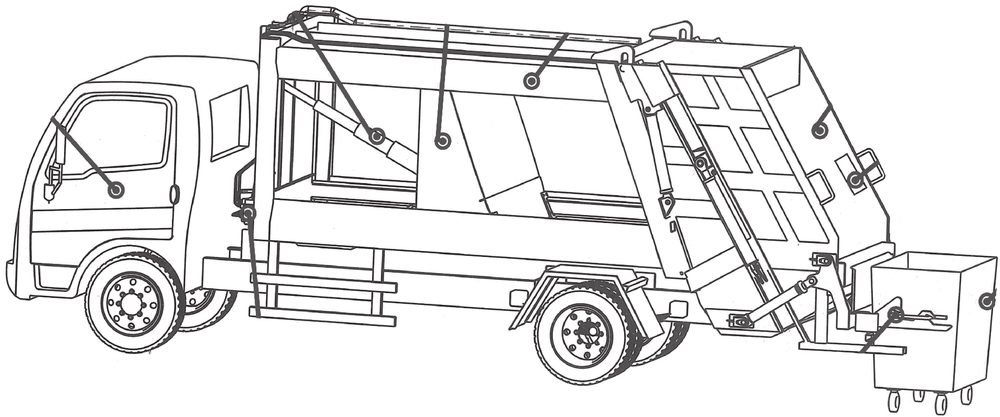 Garbage Compactor Truck technical specification drawing